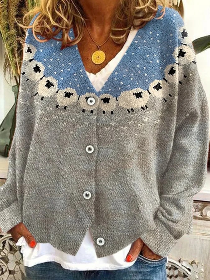 Classy Christmas Abstract Printing Casual Cloak Sweaters