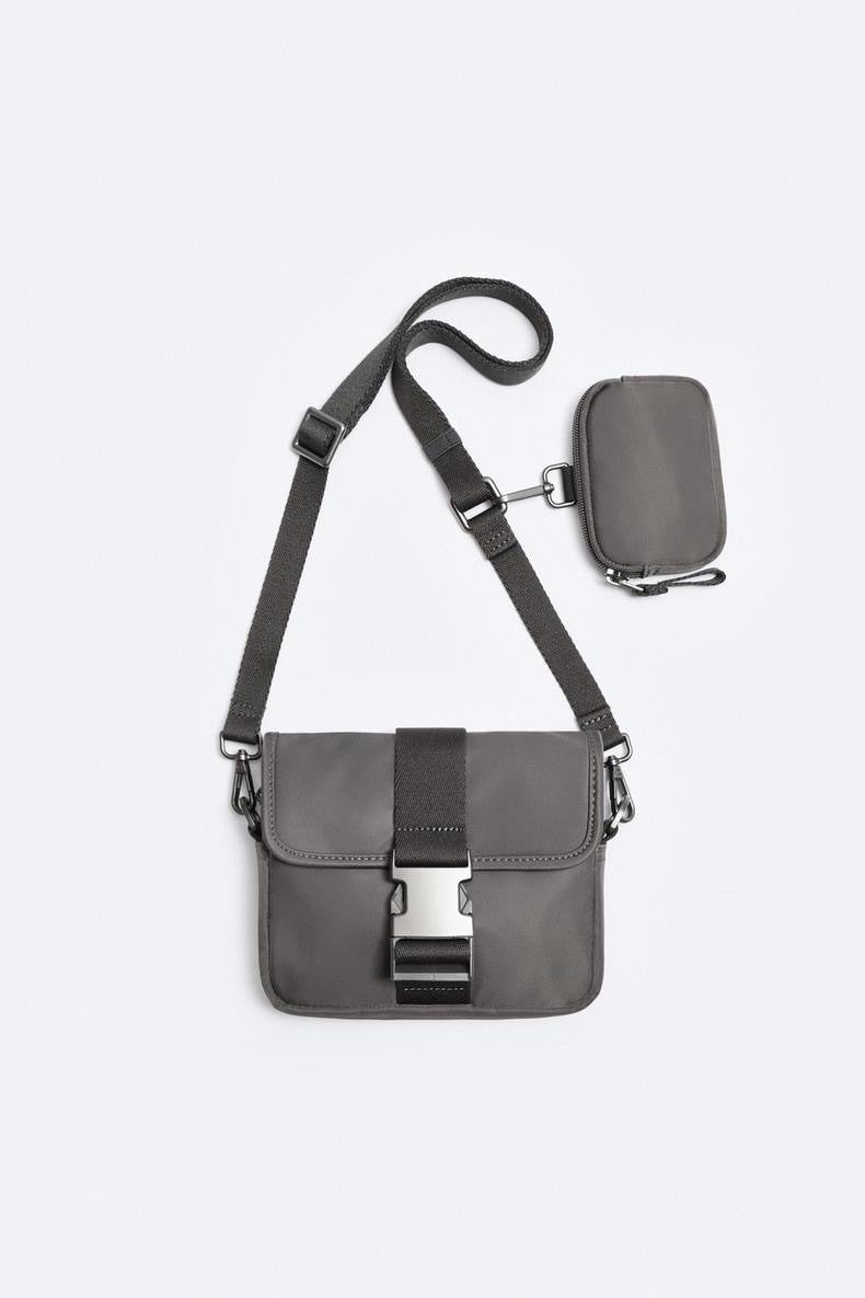 Men's Trendy Black Two-piece Leisure Mini Nylon Men's Messenger Bags