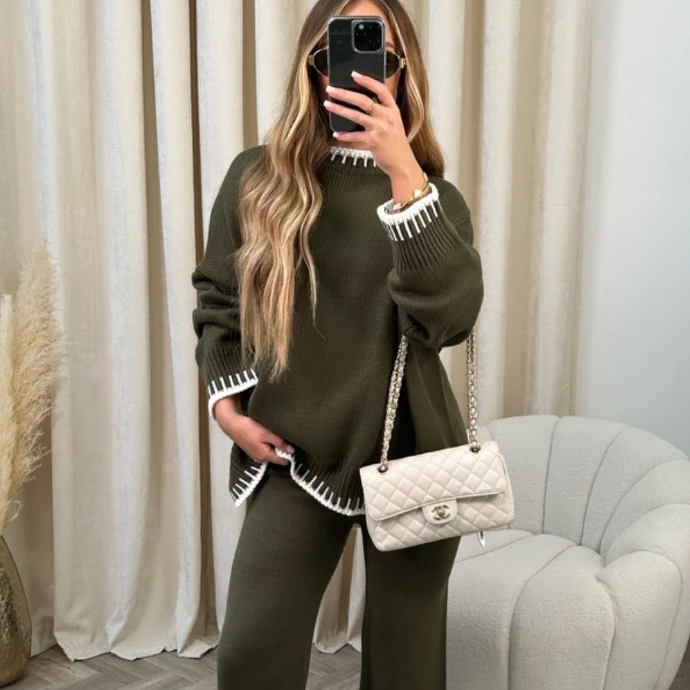Women's Fashion Solid Color Casual Loose Two-piece Suits
