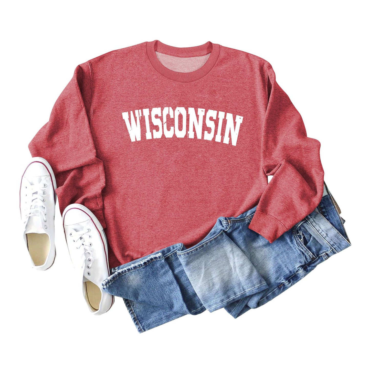 Women's Shirt Letter Print Casual Loose Round Sweaters