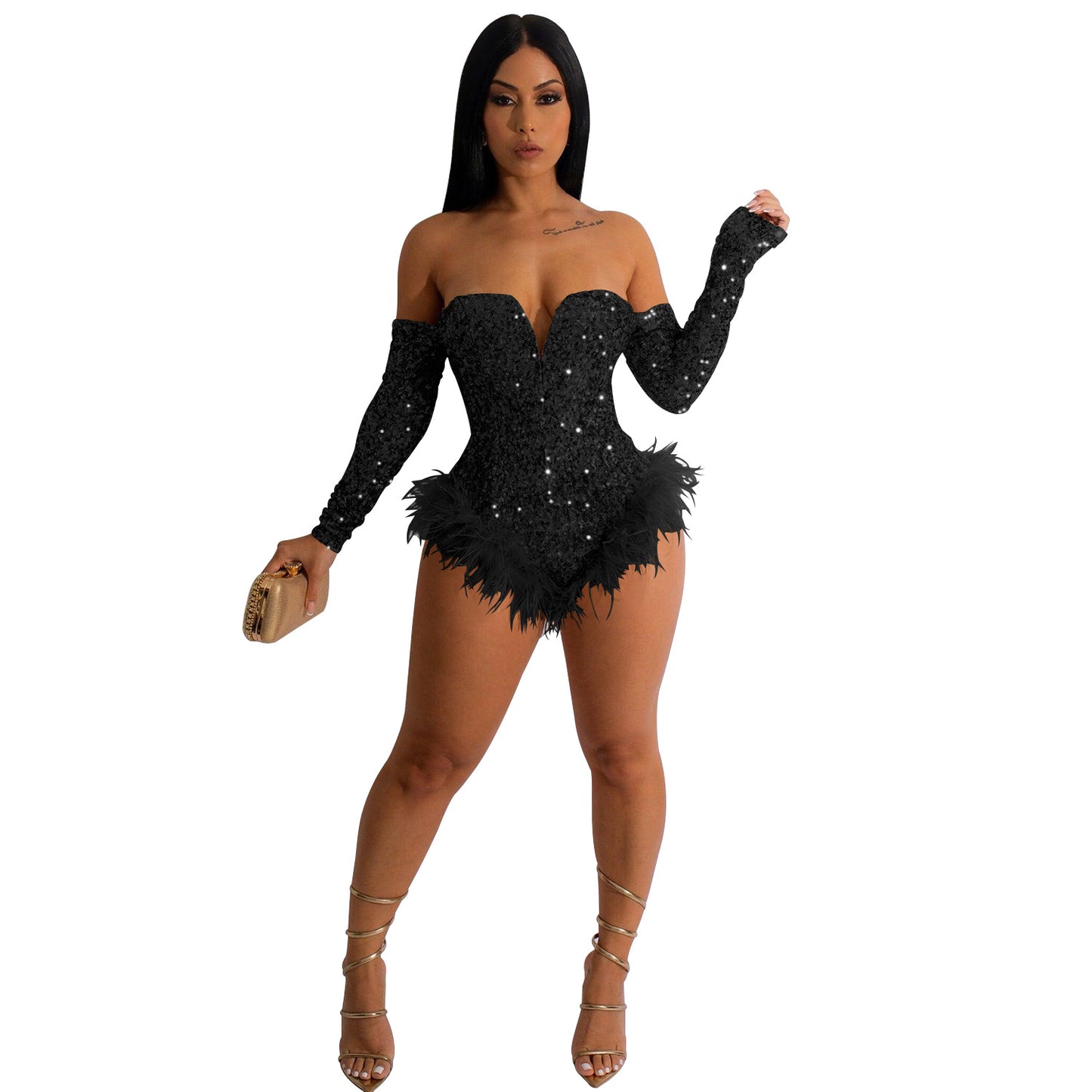 Women's Fashion Wear Solid Color Sequin Long Suits