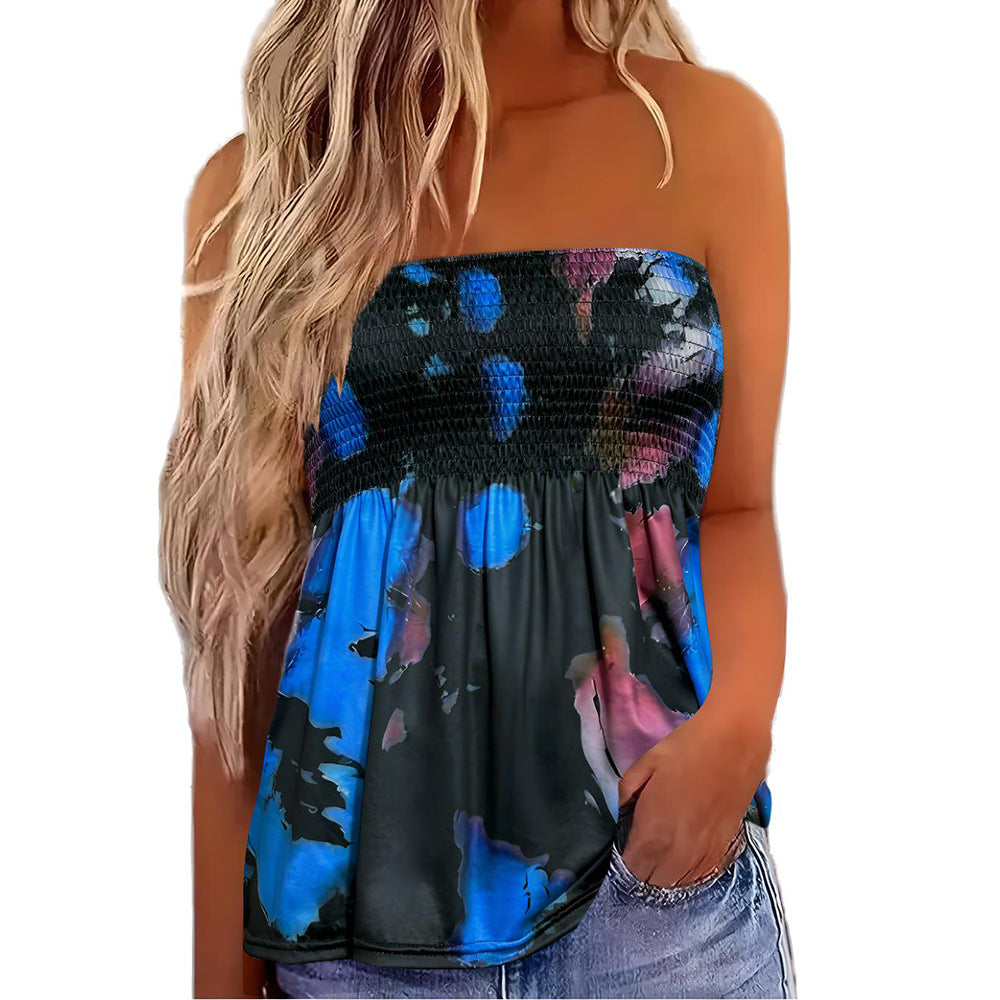 Summer Beach Floral Tube Bohemian Strapless Tops