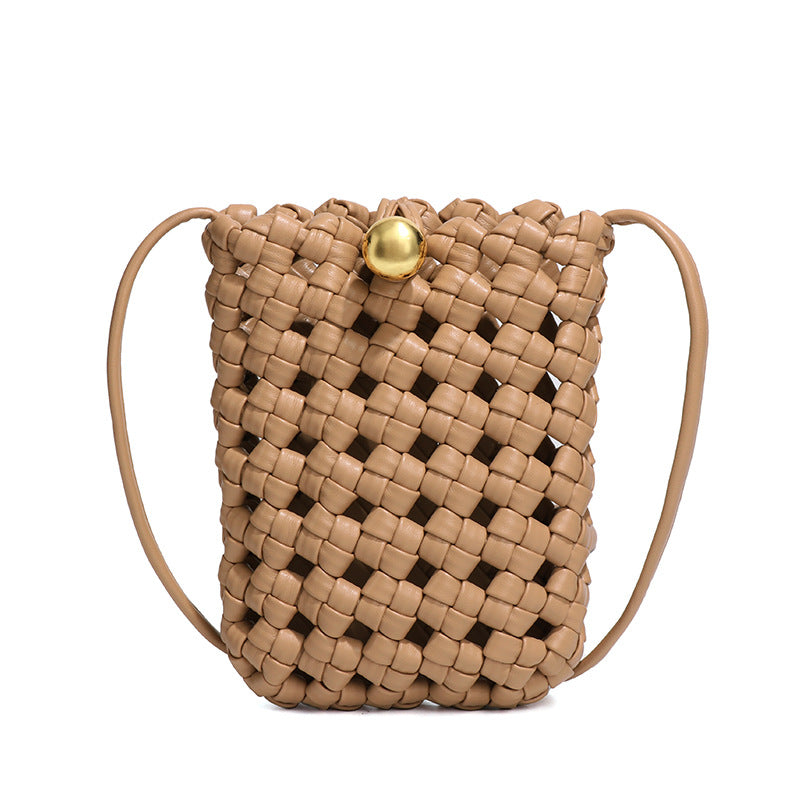 Women's Windmill Knot Woven Vertical Simple Design Phone Bags