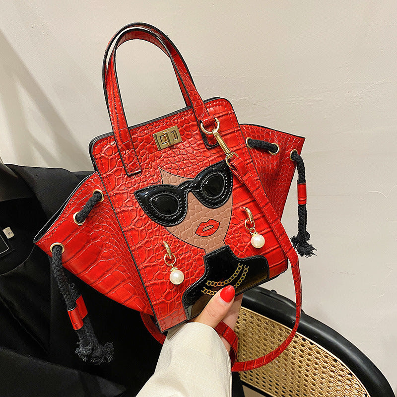 Women's Stone Pattern Cartoon Young Pearl Rivets Bags