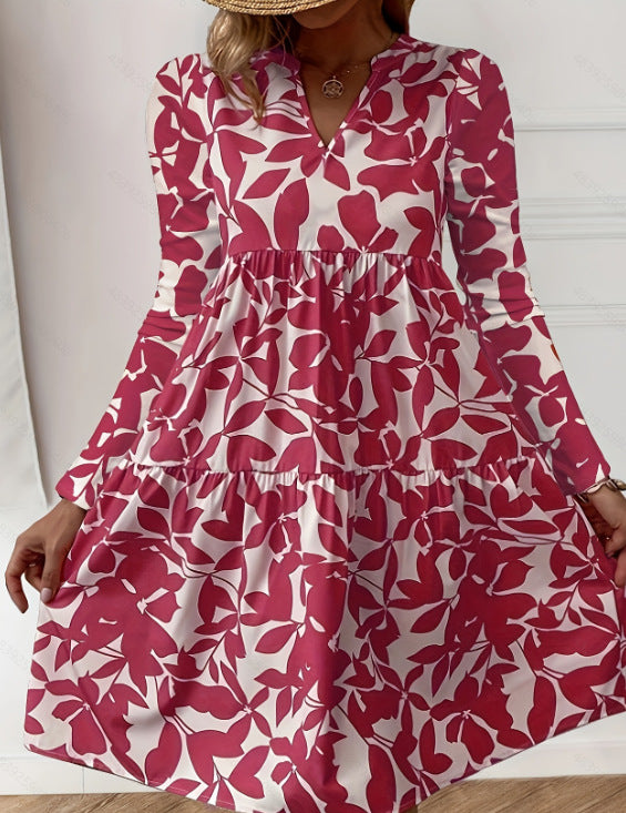 Women's Bohemian Fashion Loose Pleated Print Dress Dresses