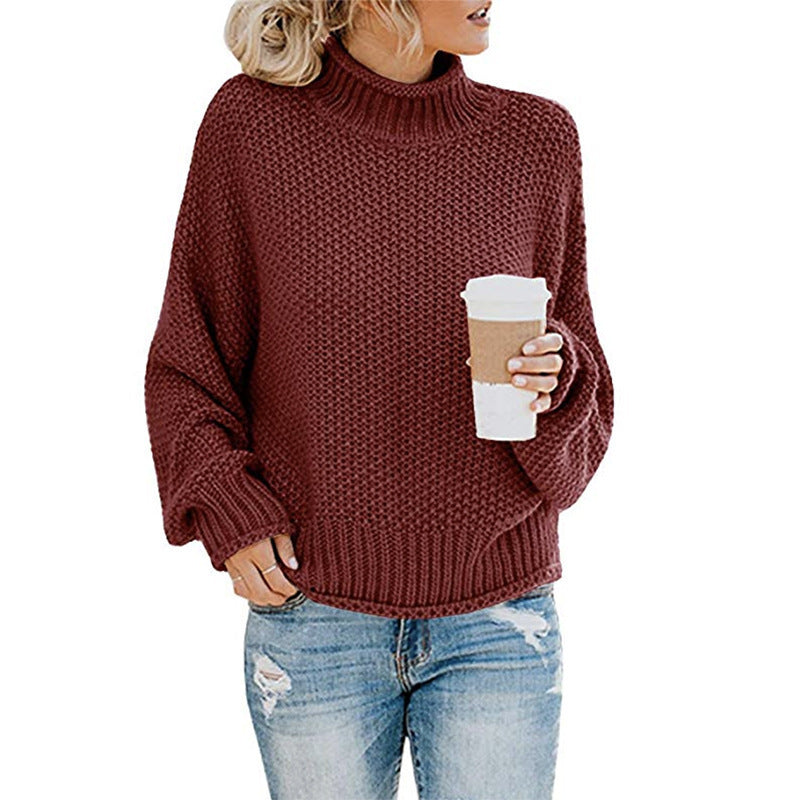 Women's Glamorous Thick Thread Pullover Turtleneck Sweaters