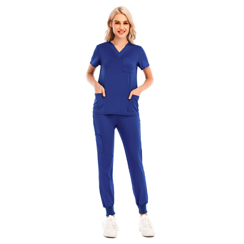Sports Leisure Solid Color Sleeve Pocket Medical Protective Split Uniform