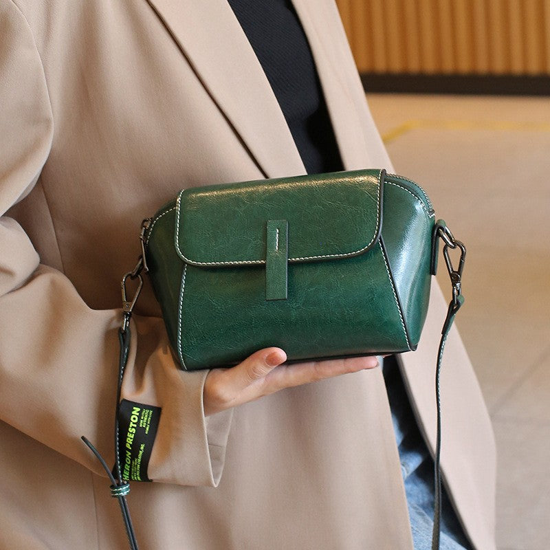 Women's Oil Wax Cowhide Shell Super Popular Crossbody Bags