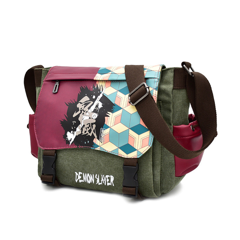 One Piece Male Tuition Green Cartoon Men's Messenger Bags