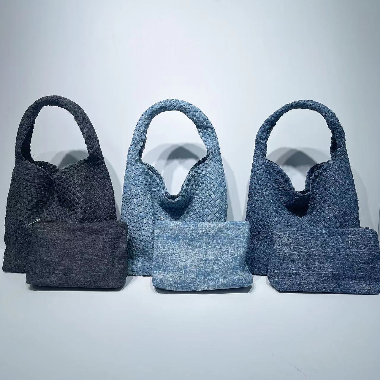Women's Wind Snowflake Denim Woven Large Capacity Shoulder Bags