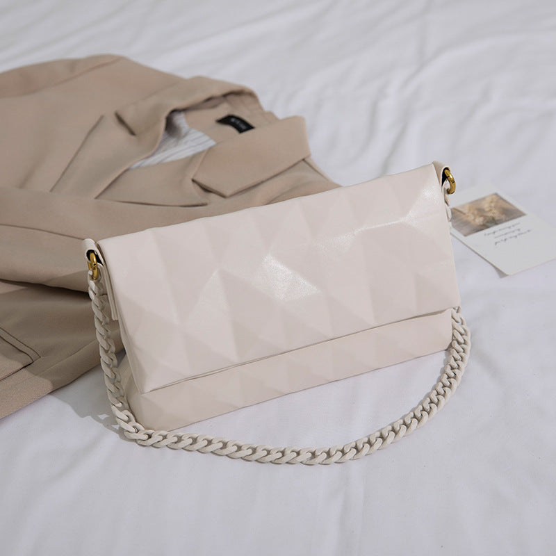 Women's Rhombus Soft Leather Geometric Underarm Portable Shoulder Bags