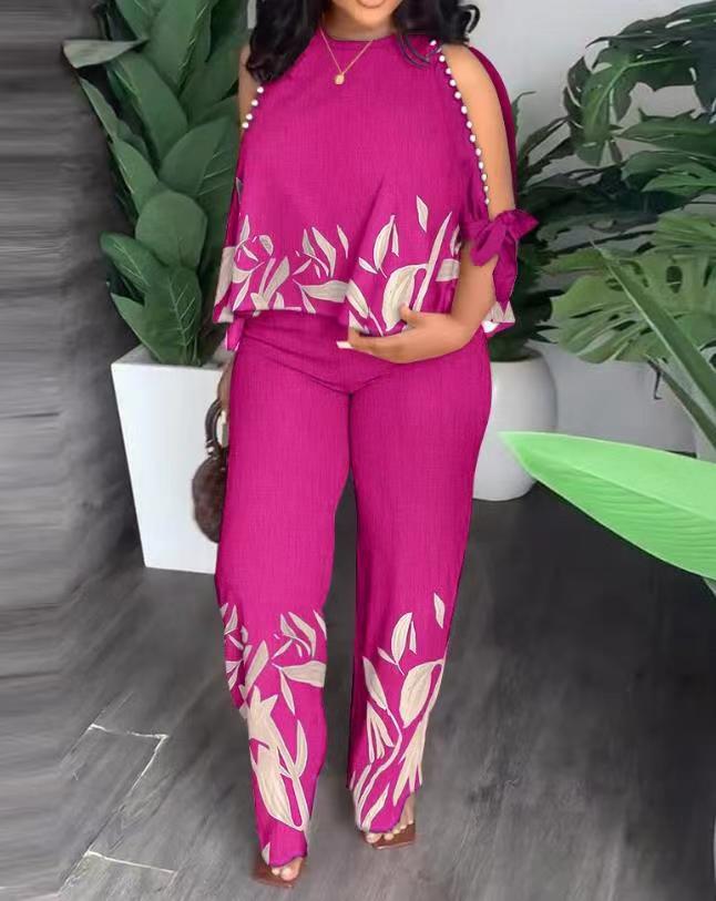 Women's Neck Raglan Half Sleeve Beaded Positioning Suits