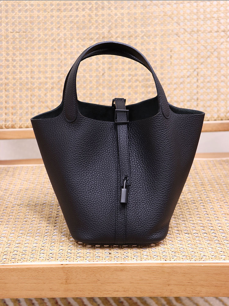 Women's Top Layer Cowhide Leather Portable Vegetable Handbags