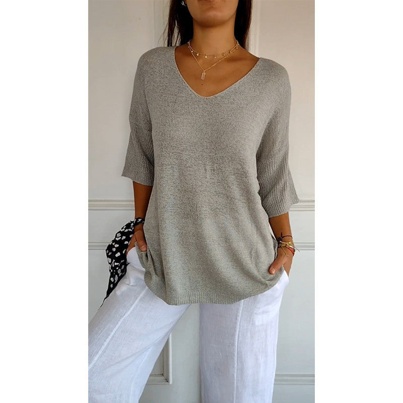 Women's Basic Style Slimming Sleeve Solid Color Sweaters
