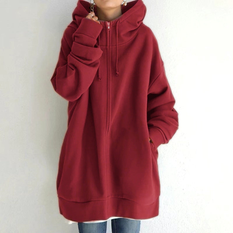 Personality Street Hoodies Zipper Hooded Long Sweaters