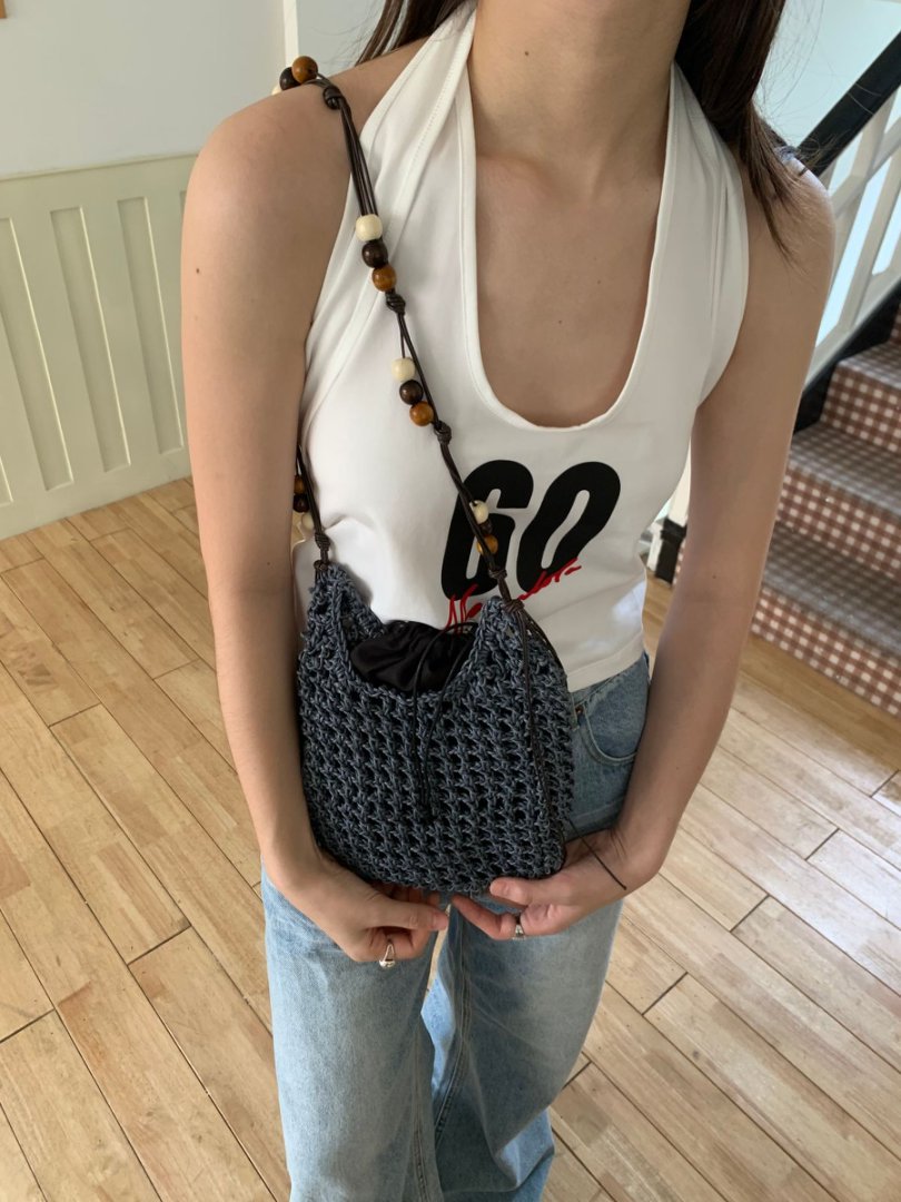 Women's Woven Retro Wooden Bead Tassel With Bags