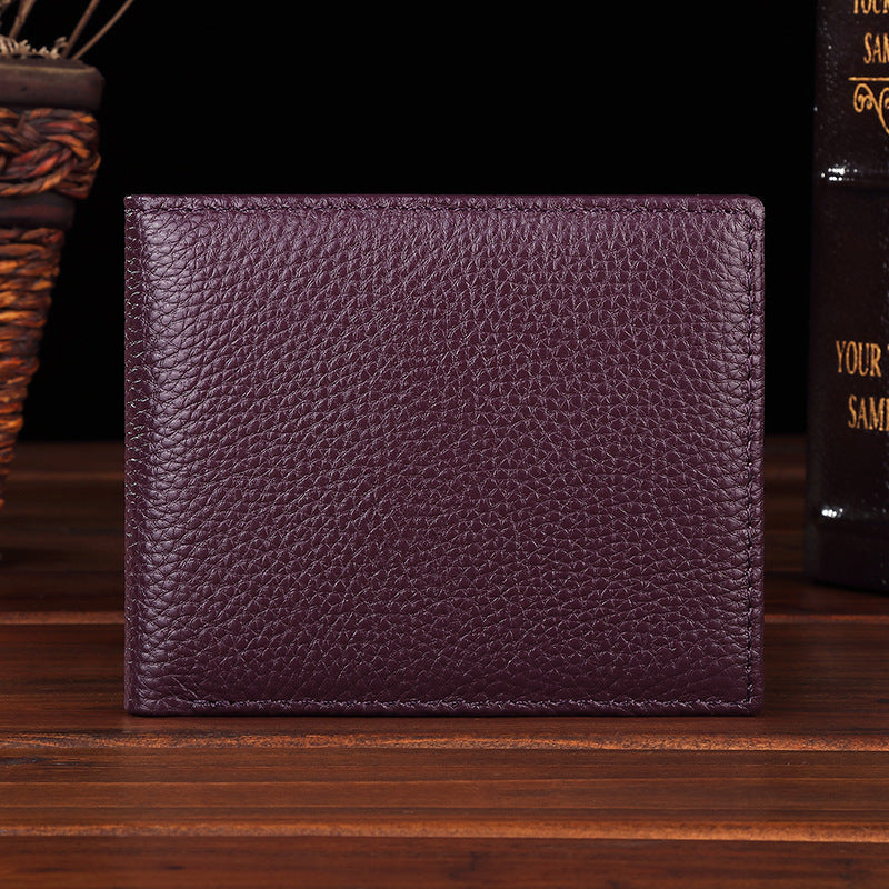 Men's First Layer Cowhide Leather Lychee Pattern Direct Wholesale Large Single Men's Wallet