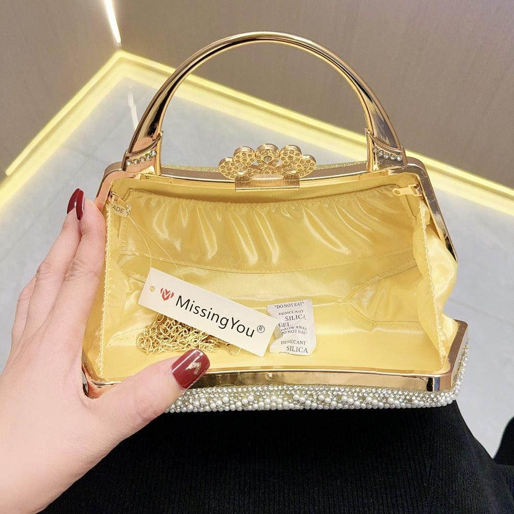 Women's Vintage Pearl Rhinestone Banquet Dinner Evening Bags