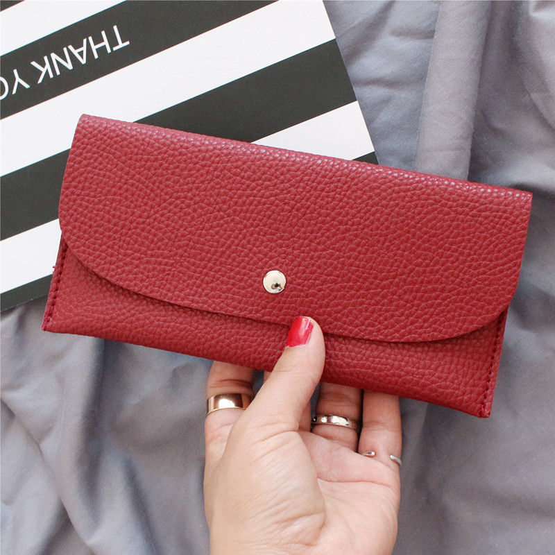 Fashion Lychee Pattern Simple Thin Long Ladies Wallet