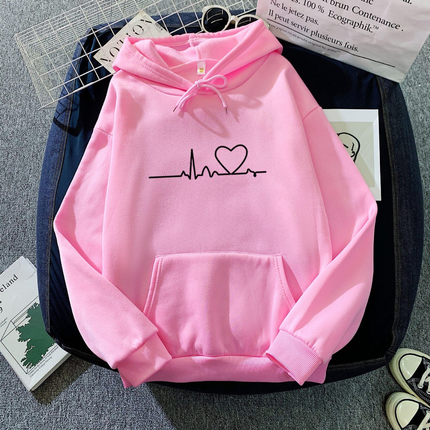 Glamorous Fleece-lined Hoodie Unisex Wear Loose Sweaters
