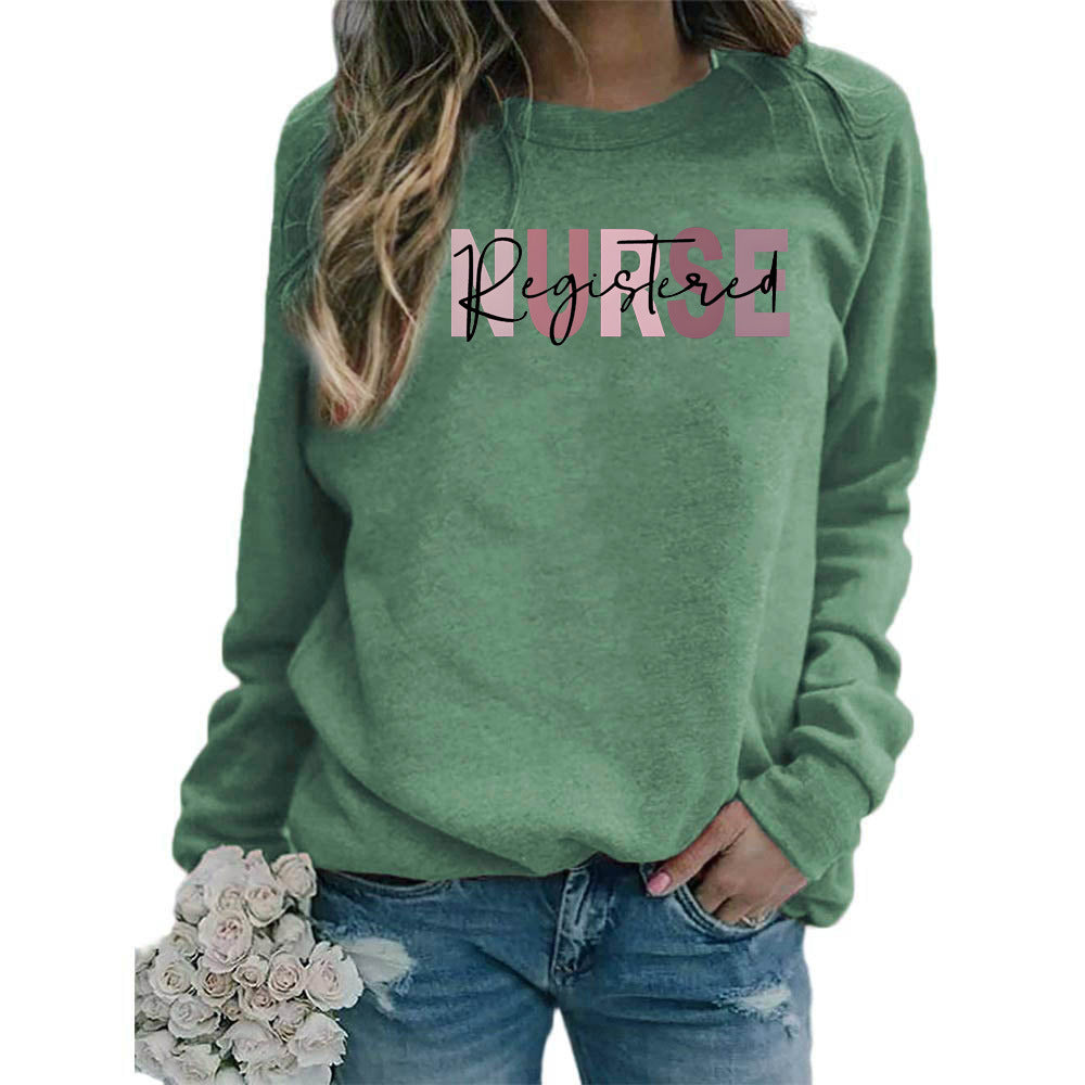 Women's Printed Round Neck Versatile Casual Loose Sweaters