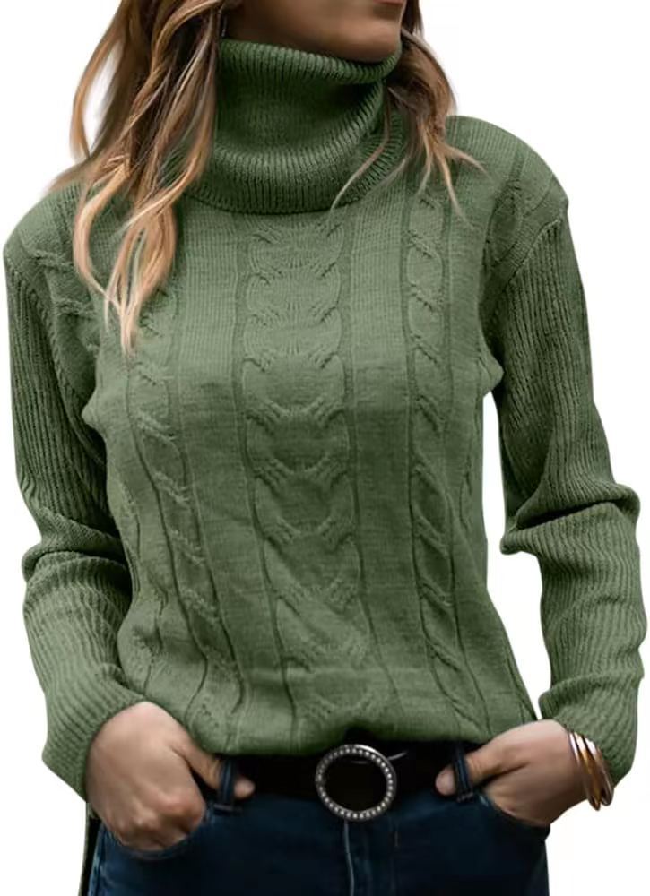 Women's Solid Color Turtleneck Retro Long Sleeve Sweaters