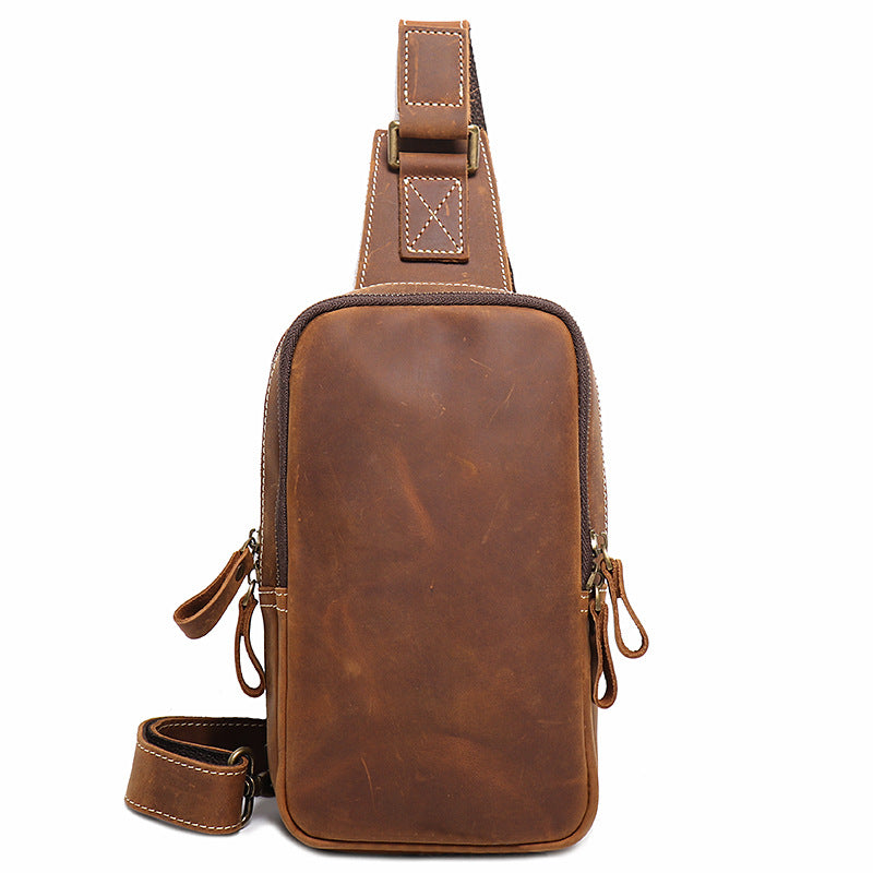Women's & Men's Leather Close-fitting Crazy Horse Large Capacity Bags