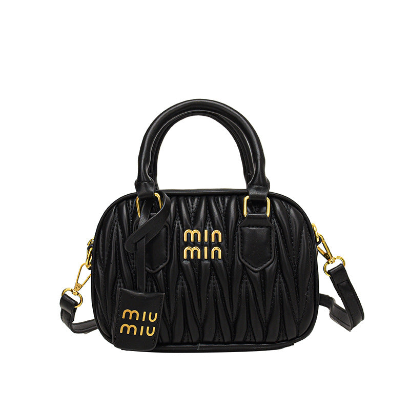 Women's Fashion Fashionable High-grade Pleated Bowling Mini Shoulder Bags