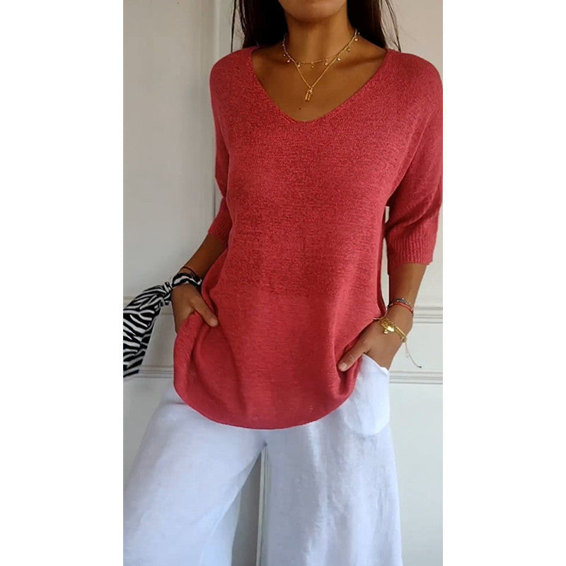 Women's Basic Style Slimming Sleeve Solid Color Sweaters
