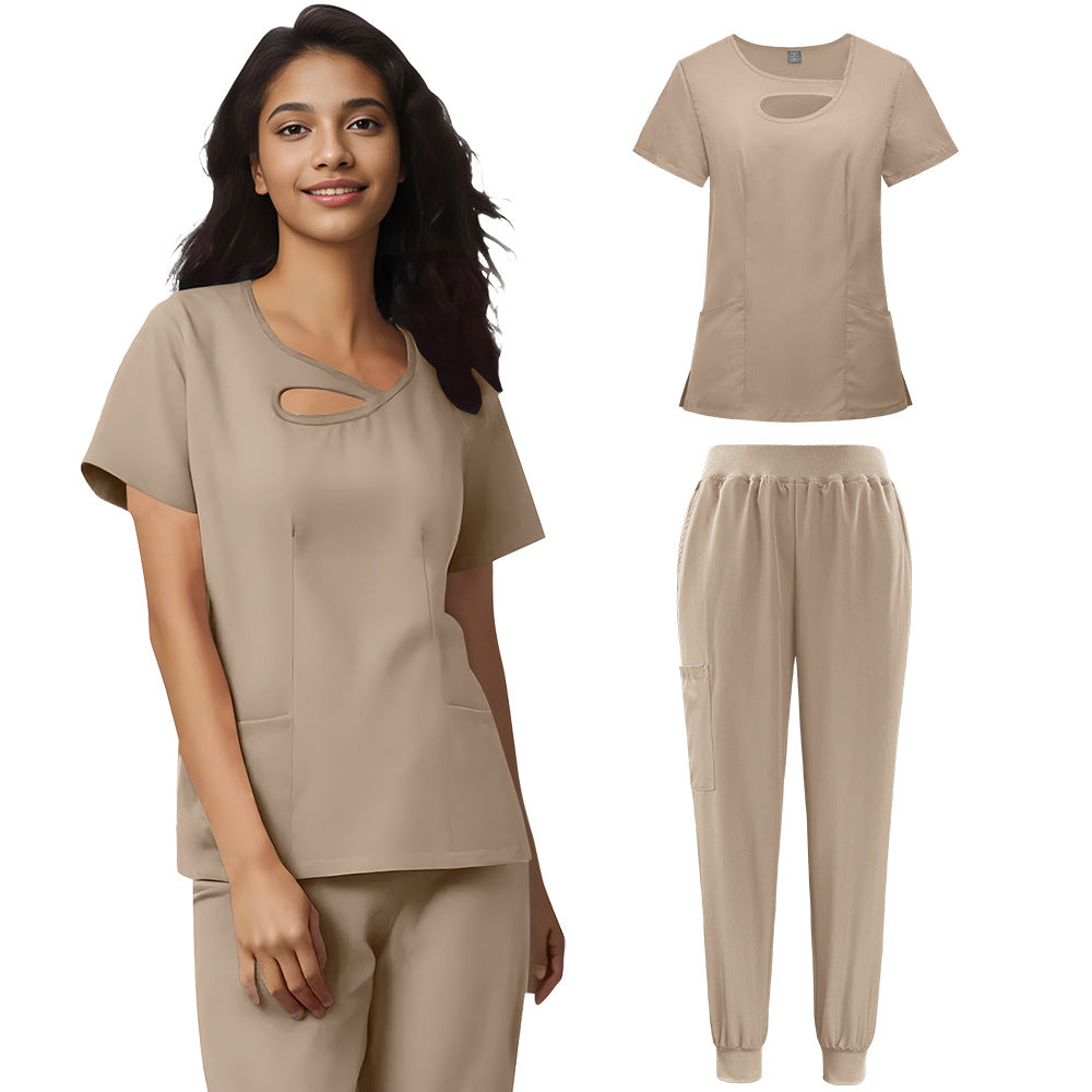 Women's Sexy Cutout Medical Uniforms Solid Color Uniform