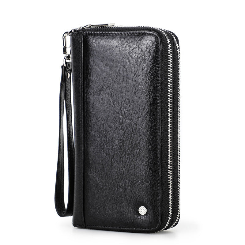Men's Angel Retro Crazy Horse Leather Long Men's Wallets