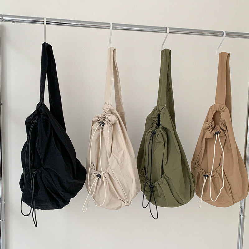 Artistic Nylon Drawstring Pleated Large Capacity Crossbody Bags