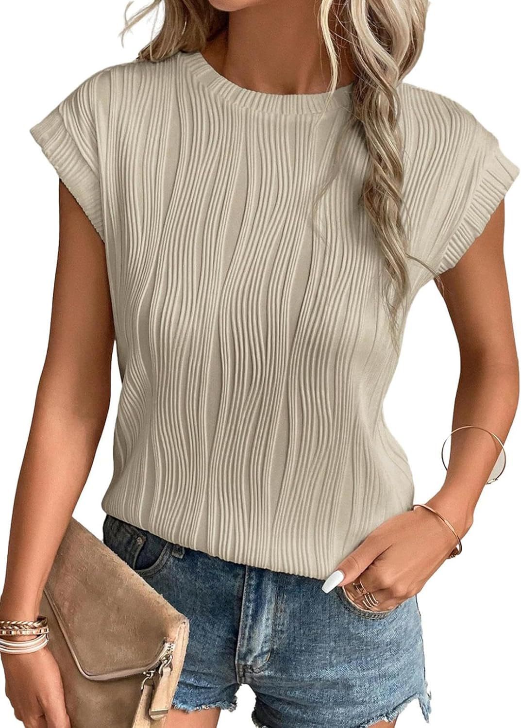 Women's Round Neck Super Sleeve Solid Color Blouses