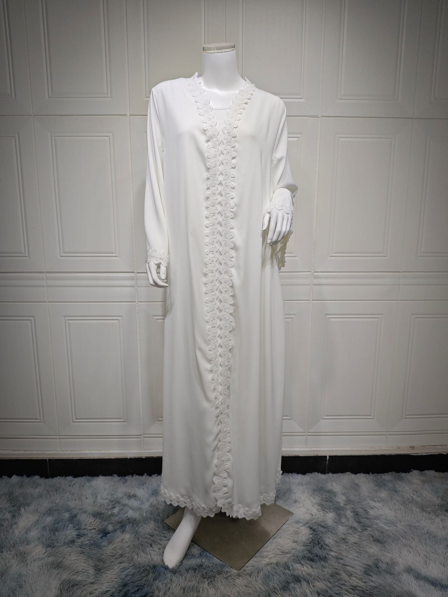 Women's Muslim Fashionable White Robe Outerwear Jackets
