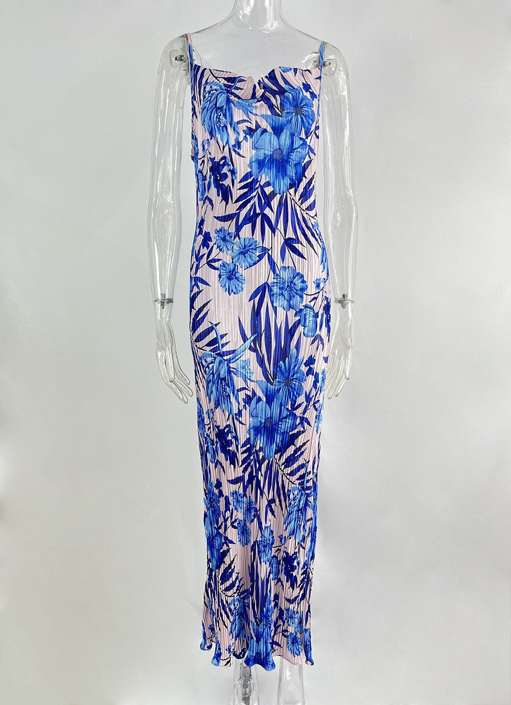 Russian Printed Pleated Slim Fit Slimming Dresses