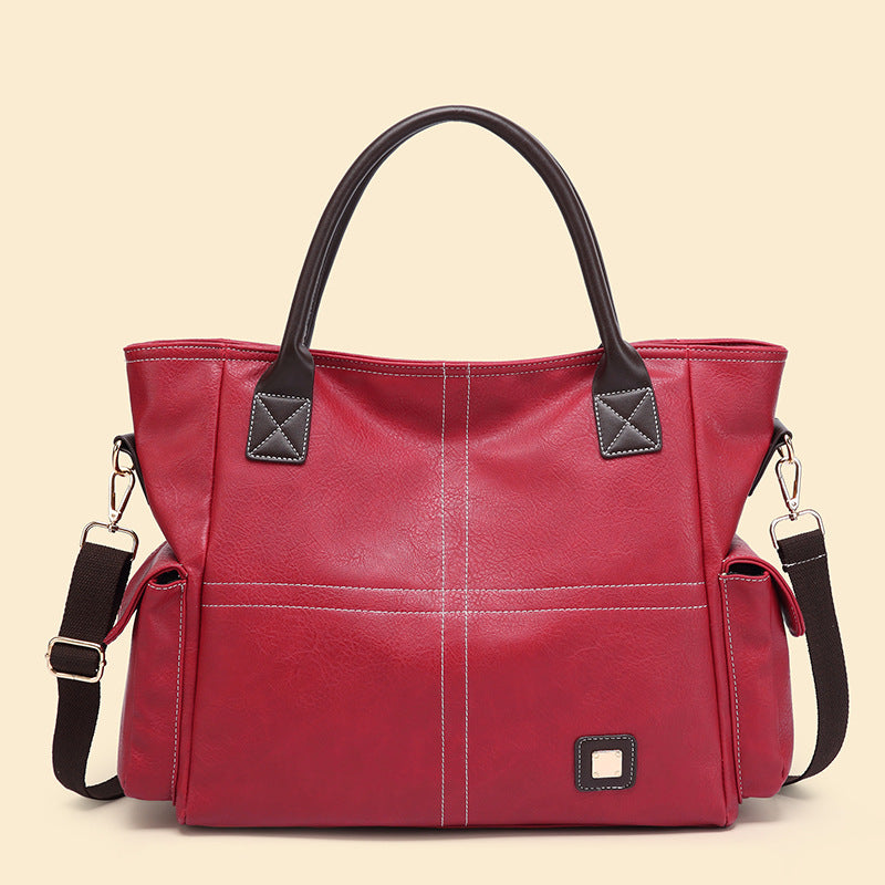 Women's Summer Large Capacity Sewing Line Motorcycle Handbags