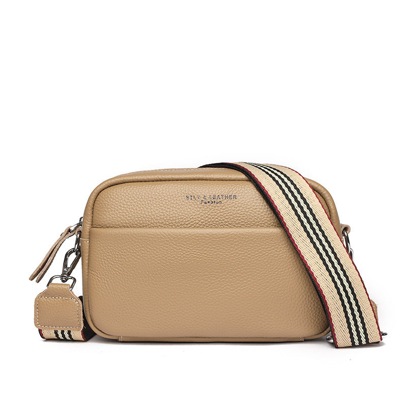 Women's Genuine Leather First Layer Cow Wide Strap Shoulder Bags