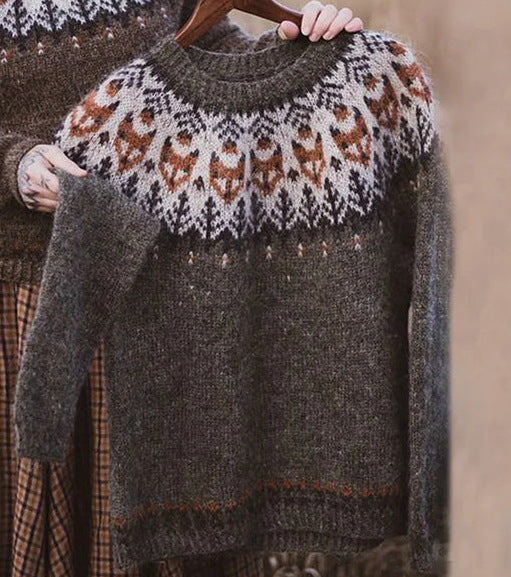 Women's Round Neck Multicolor Loose Fashion Pullover Sweaters