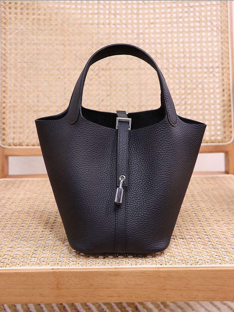 Women's Top Layer Cowhide Leather Portable Vegetable Handbags