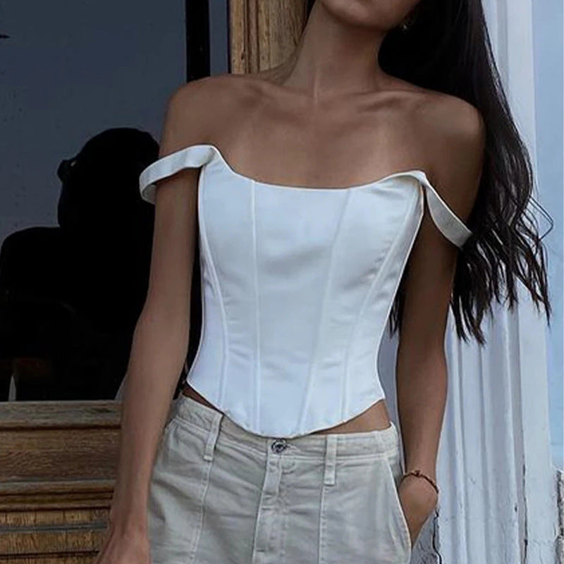 Women's Solid Color Sexy Fishbone Sling Square Tops