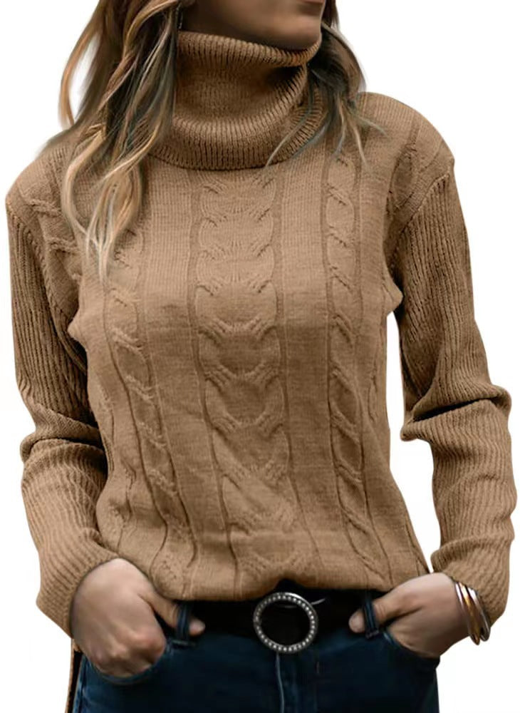 Women's Solid Color Turtleneck Retro Long Sleeve Sweaters