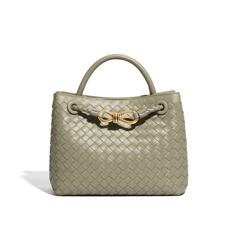 Women's Large Capacity For Pure Color Hand-woven Women's Handbag