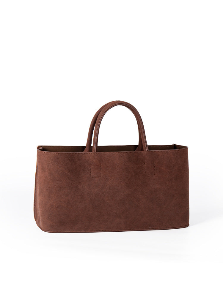 Women's Korean Niche Minimalist Suede Large Capacity Tote Bags