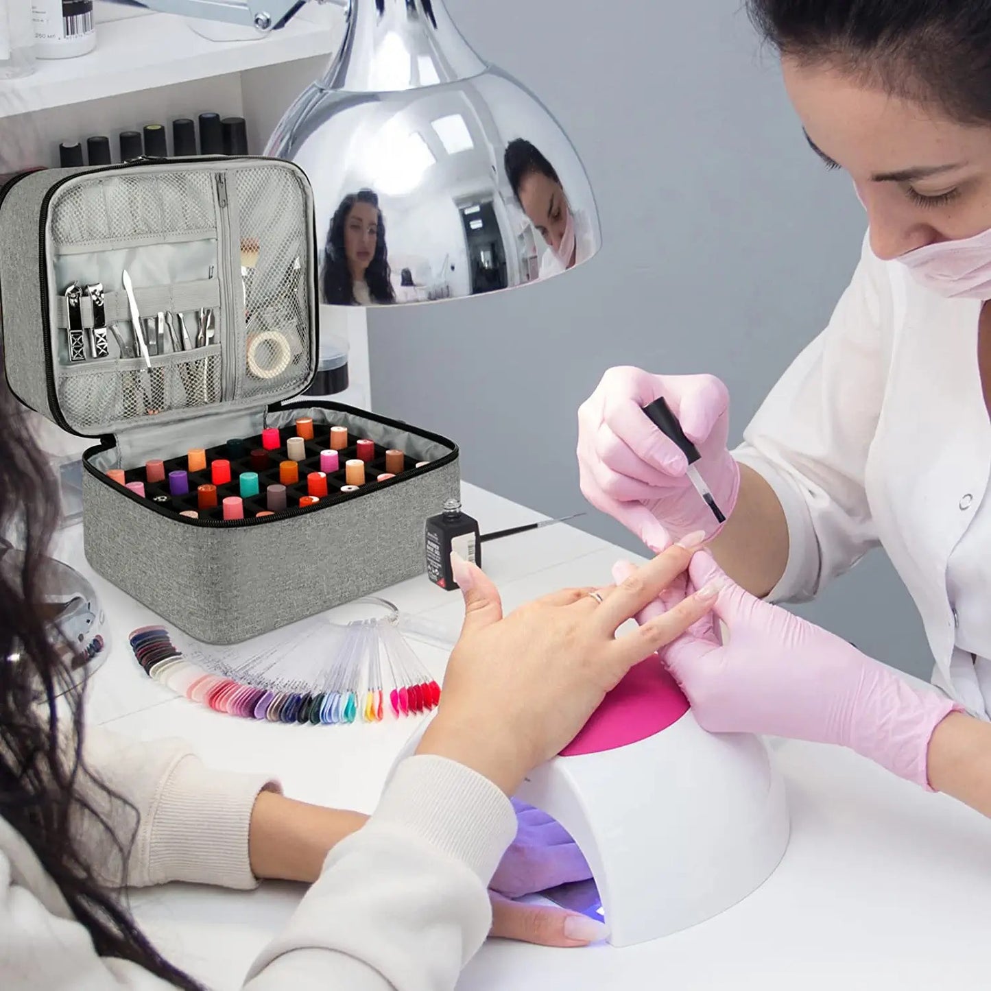 Polish Portable Can Hold Bottle Double Cosmetic Bags