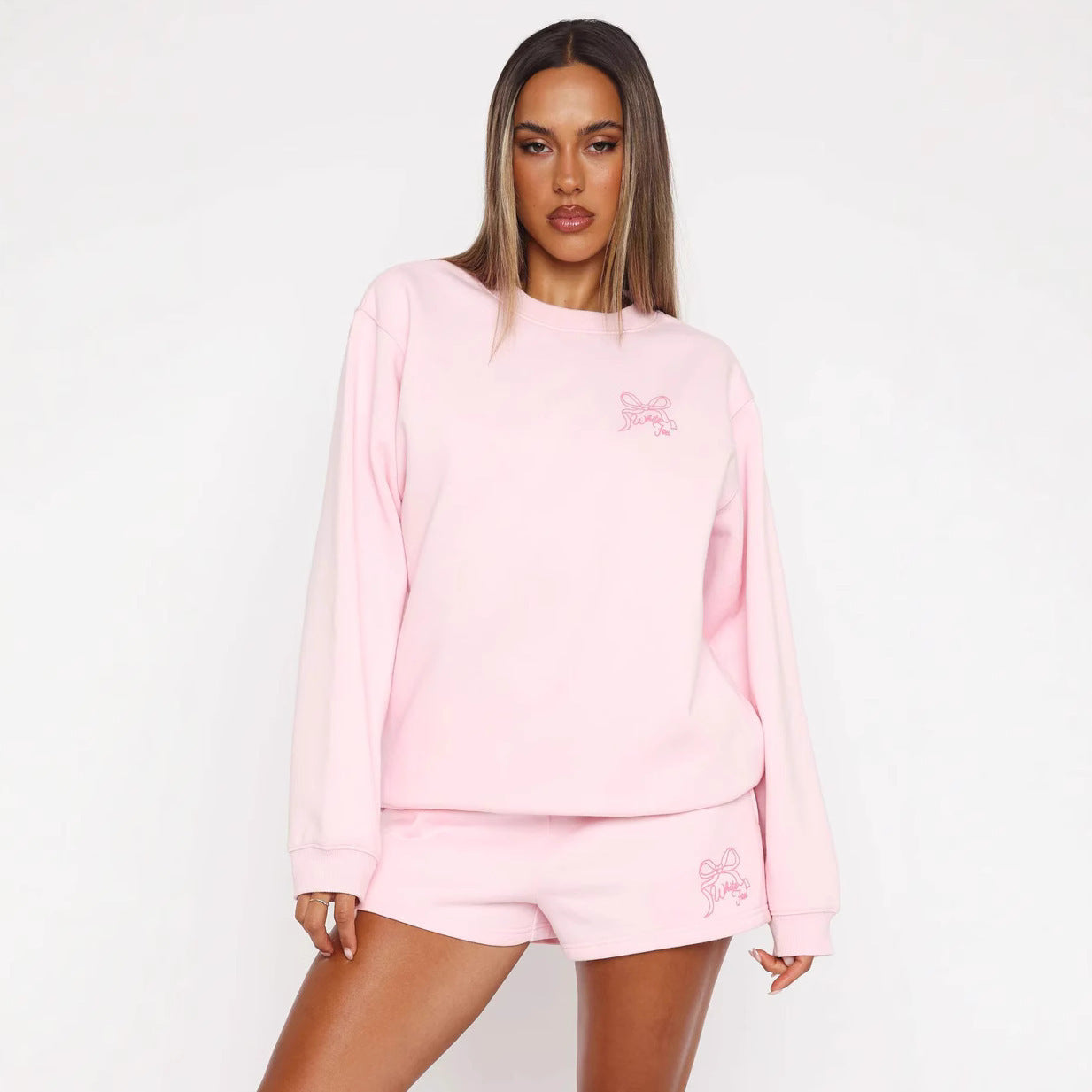 Women's Long Sleeve Bowknot Printed Sweatshirt Sweaters