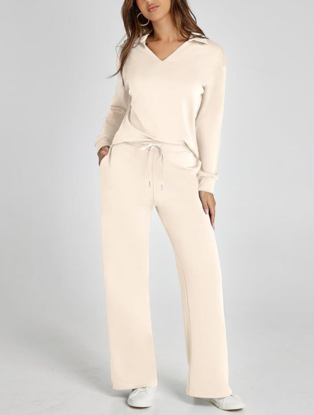 With Drawstring Design Elastic Waist Flared Suits