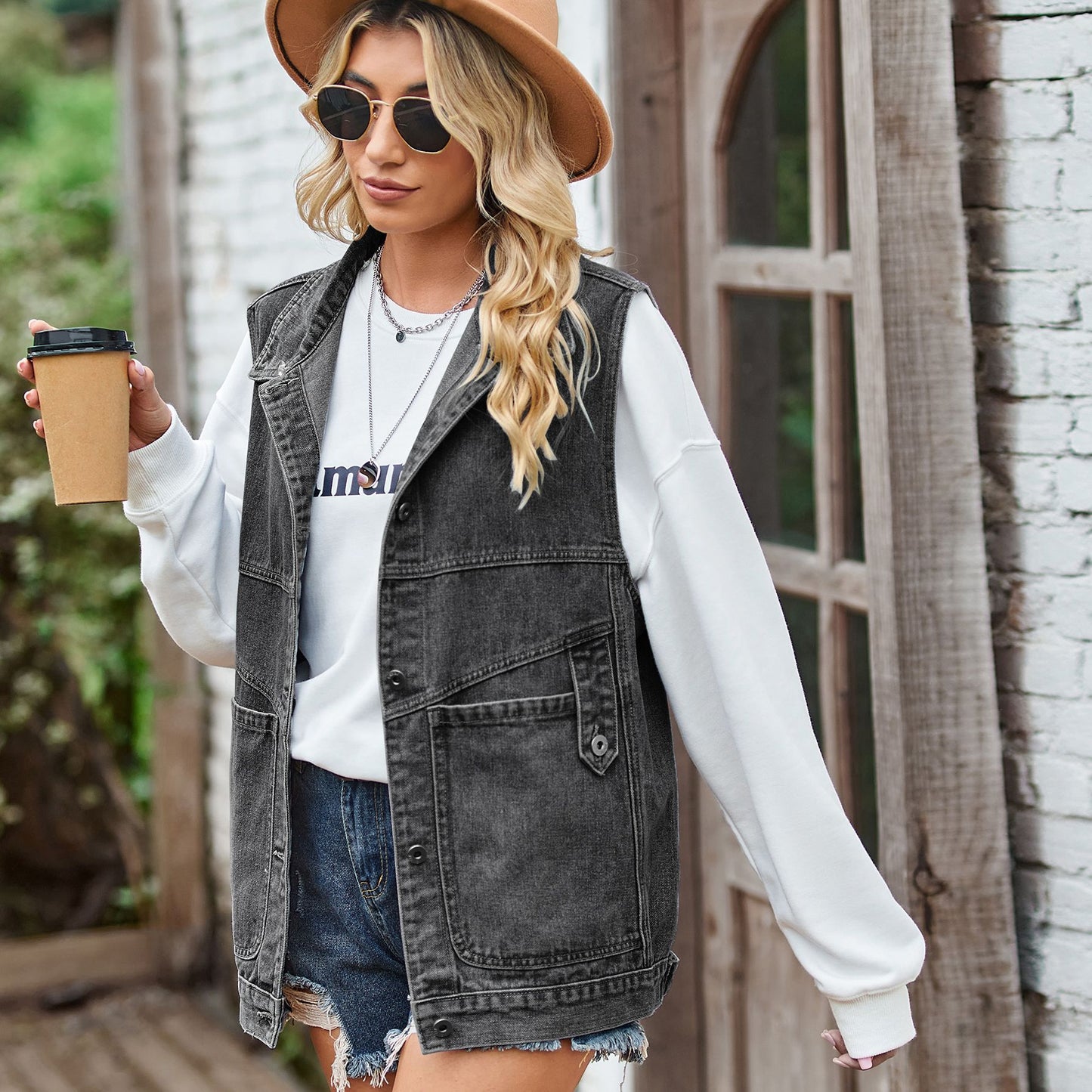 Women's Loose Denim Waistcoat Casual Fashion Vests