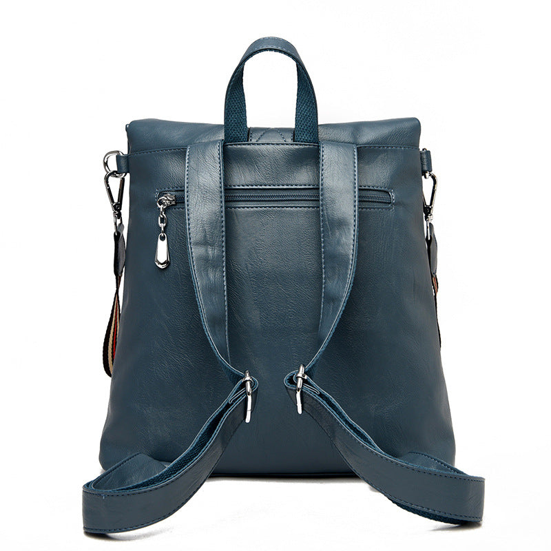 Women's Password Soft Leather Large Capacity Backpacks