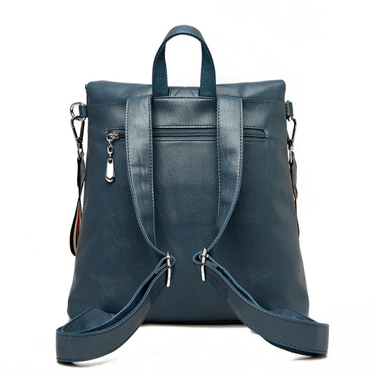 Women's Password Soft Leather Large Capacity Backpacks