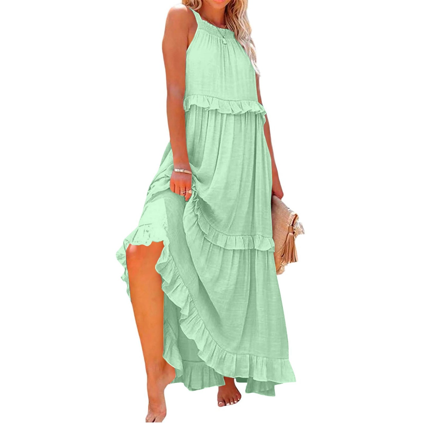 Women's Vacation Style Ruffled Long Dress Wide Dresses